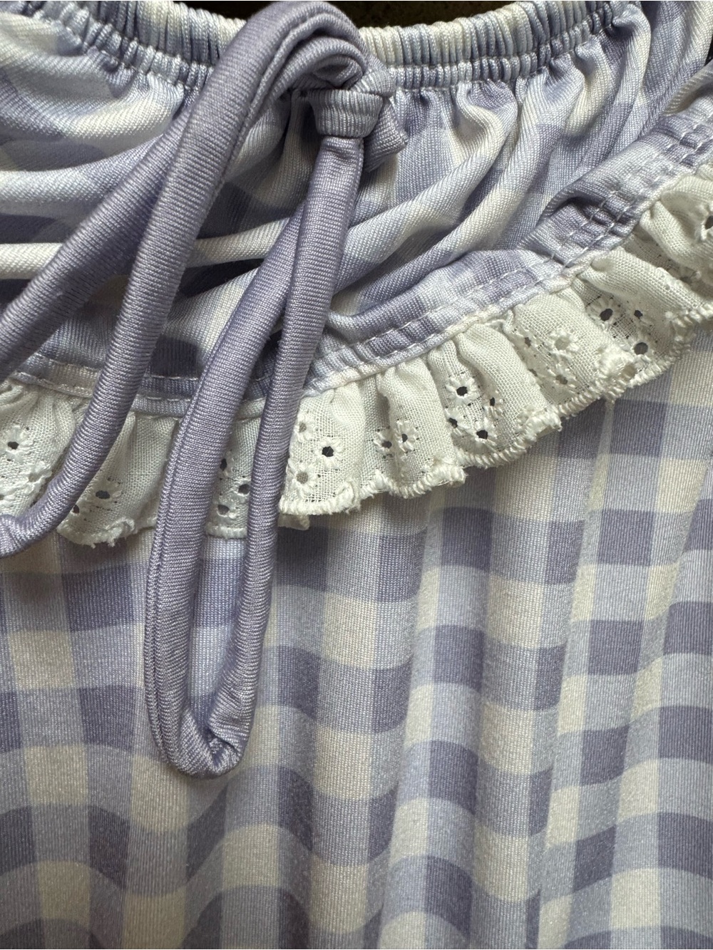 Wildling WDW 3T Gingham Check Swim Purple White Eyelet lace Ruffle & Tie Girls 3 - Picture 11 of 13